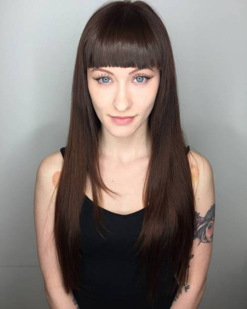 Straight Bangs Straight Hairstyle for Women