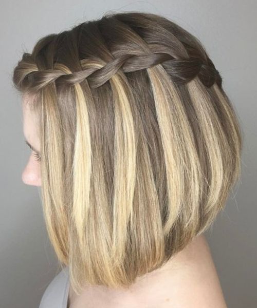 A-line Lob with Braid Haircut Teenage Girls