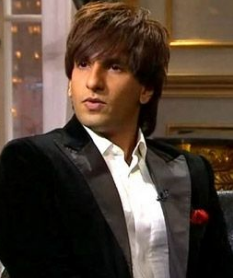 Ranveer Singh in Black coat and white shirt with his chocolate boy hairstyles - Ranveer Singh Short Hairstyles