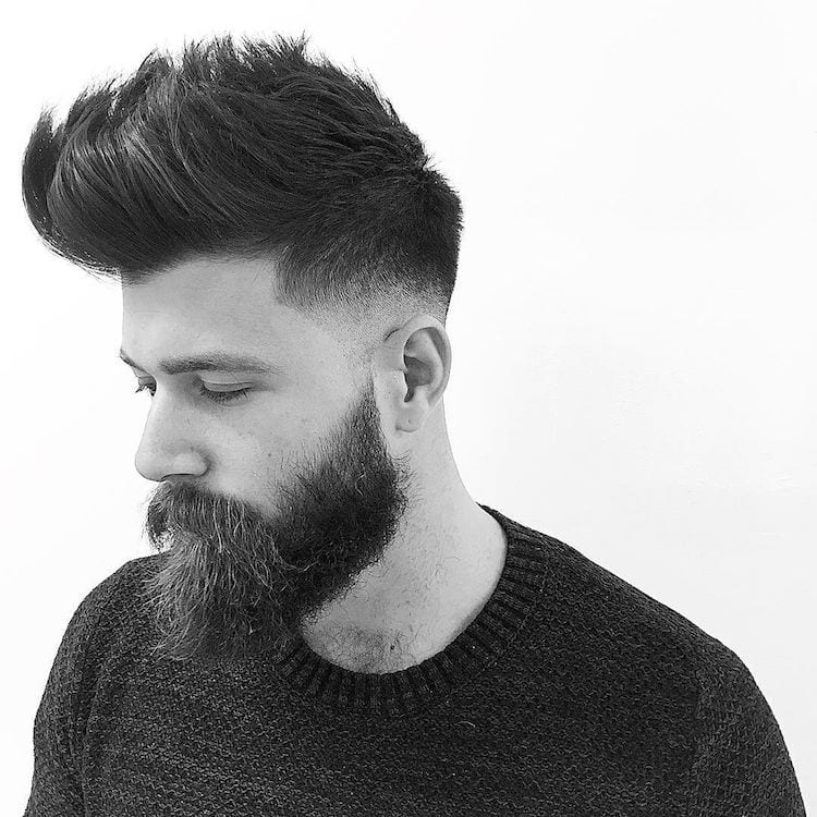 A man in sweater showing the side view of his Thick Hair Quiff  - Latest Hair Cut for Men and Boys