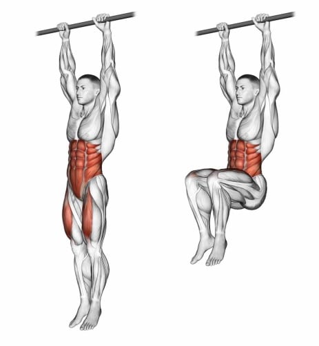 Hanging leg raise pull up exercise - Six pack abs workout