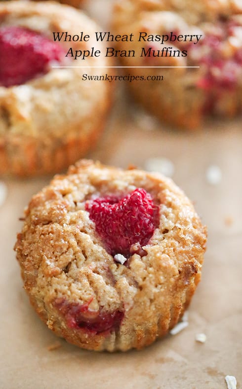 Whole Wheat Raspberry Apple Bran Muffins - healthy bodybuilding snacks