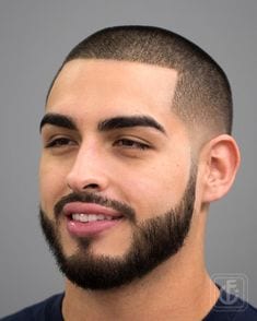 Image result for buzz cut shaped with connected beard haircut