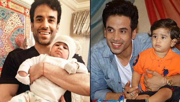 Tushar Kapoor with his young baby