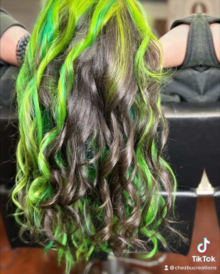 St Patricks Day Hair Color Green Streak in Blonde Hair  Green hair  streaks Green hair dye Blonde hair