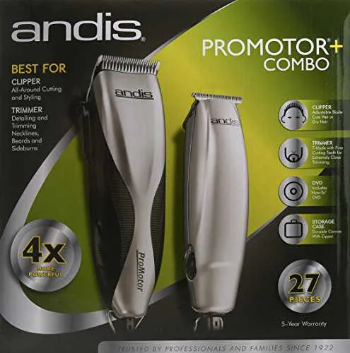 Top 10 Electric Hair Clippers Reviews 2 Andis Promotor and Clipper and Trimmer Combo Kit, Silver