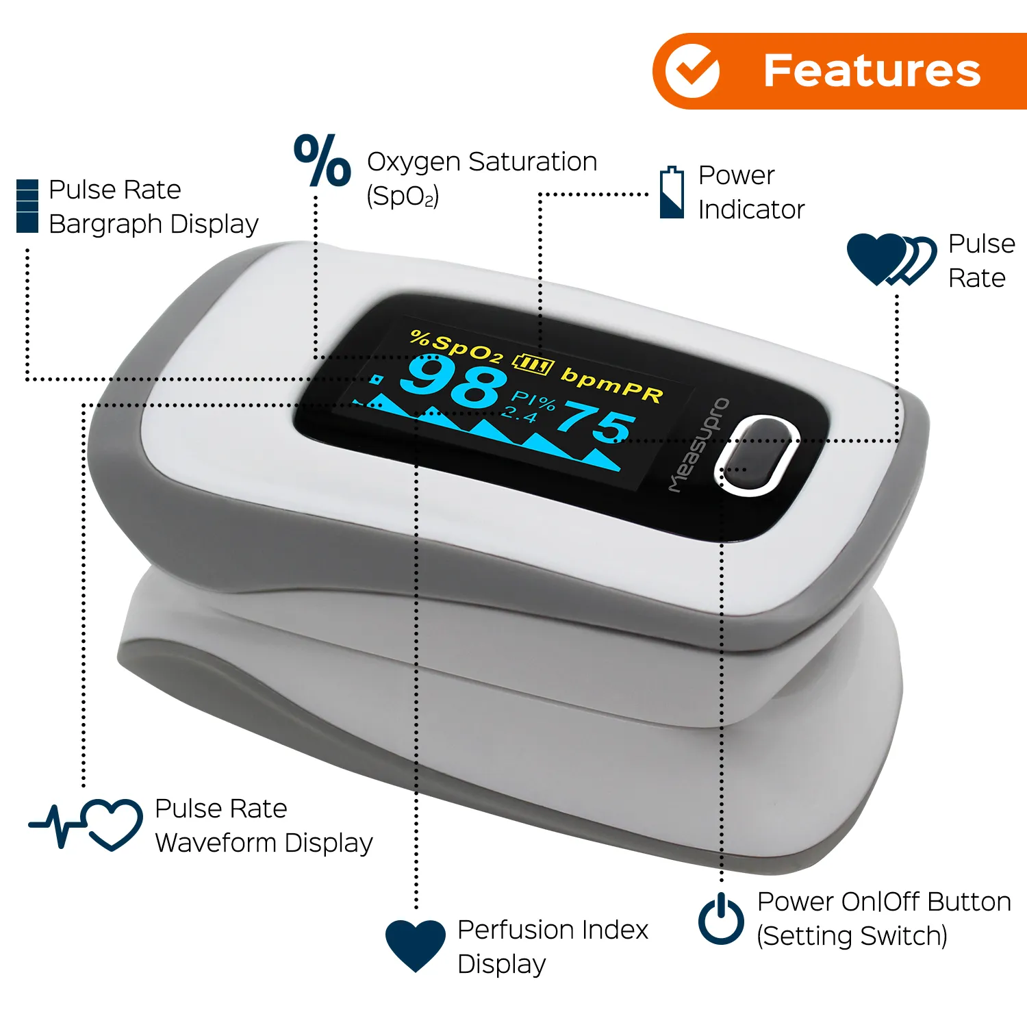 measupro instant read digital pulse oximeter measupro instant read digital pulse oximeter
