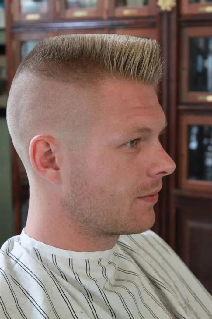 A man in white round neck t-shirt showing his Flat Crew Cut Hairstyle A man in white round neck t-shirt showing his Flat Crew Cut Hairstyle- hairstyle for Men 2022