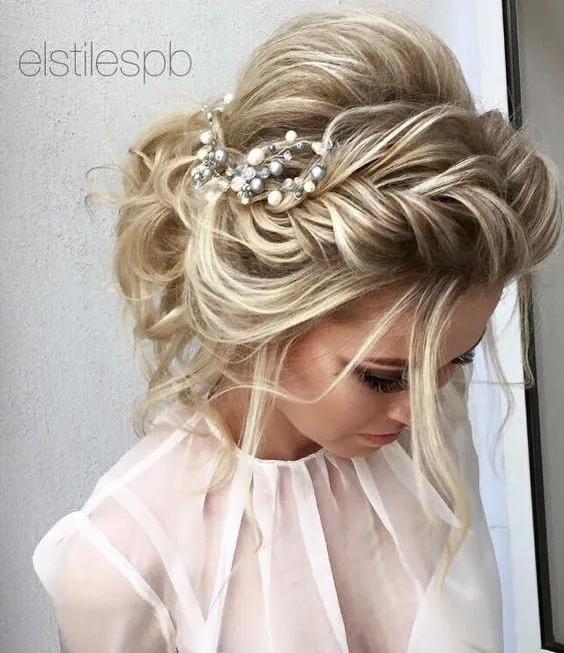 A girl in white high neck dress showing the side view of her Messy Braid A girl in white high neck dress showing the side view of her Messy Braid - braided hairstyles