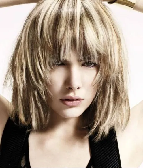 Woman in black cut sleeves dress and Volume Shag hairstyles Woman in black cut sleeves dress and Volume Shag hairstyles - hairstyles for medium hair for wedding