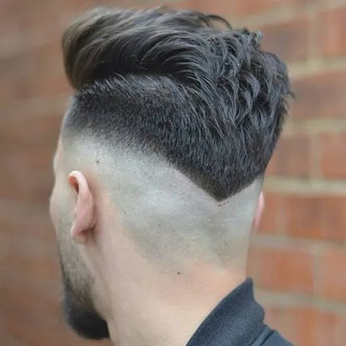 30 Short Latest Hairstyle for Men 2023 16 Shaved Sides with V-shaped Back Short Hairstyle for Men