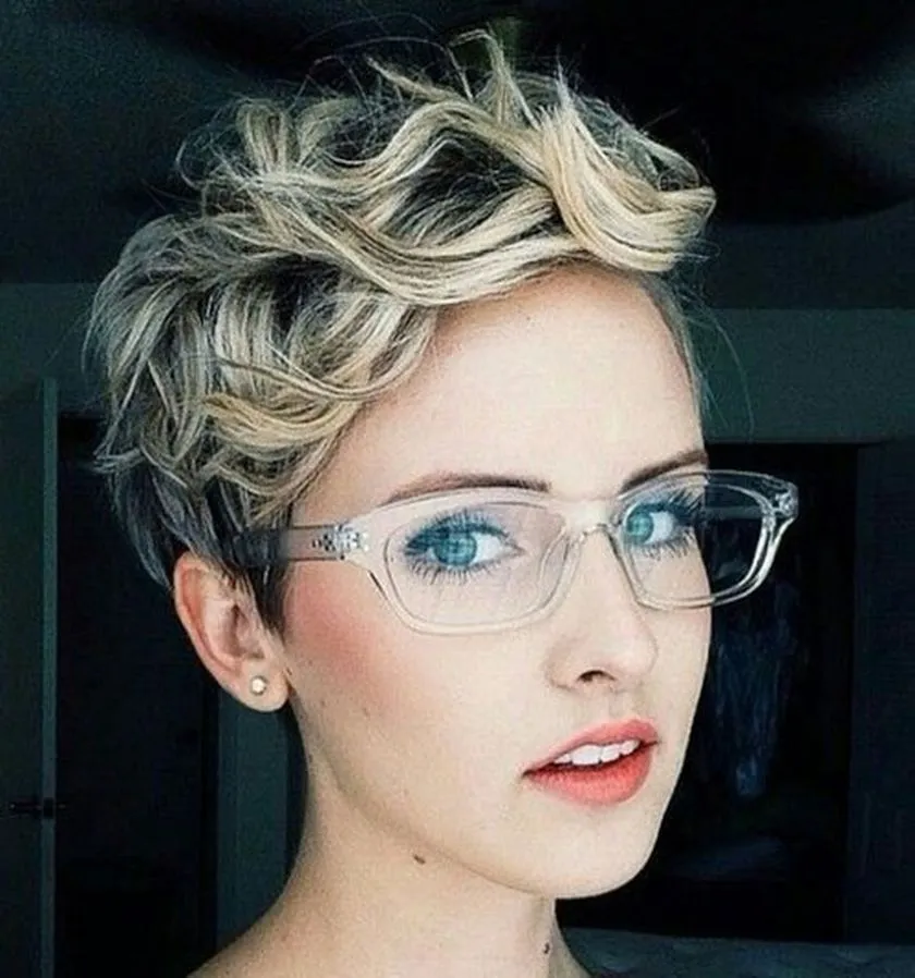Short Curly Hair style with glasses Short Curly Hair style with glasses