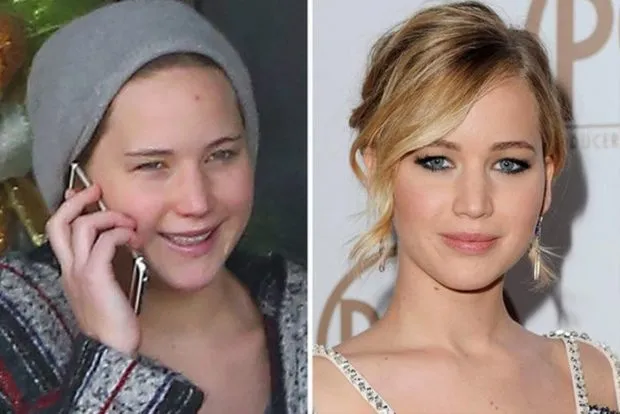 Jennifer Lawrence with makeup and without makeup photos Jennifer Lawrence with makeup and without makeup photos - hollywood actress without makeup