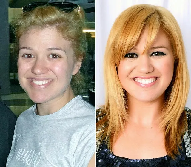 Kelly Clarkson with makeup and without makeup photos Kelly Clarkson with makeup and without makeup photos - hollywood actresses without makeup photos