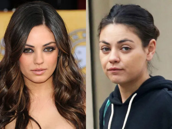 Mila Kunis with makeup and without makeup photos  Mila Kunis with makeup and without makeup photos - hollywood actress without makeup photos
