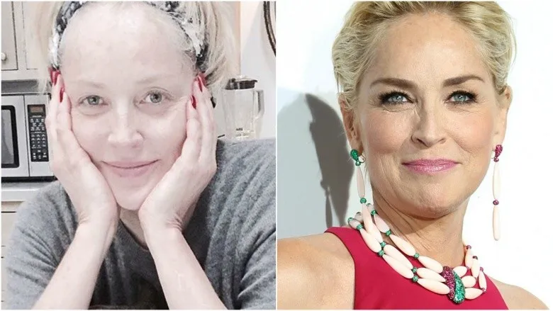 Sharon Stone with makeup and without makeup photos Sharon Stone with makeup and without makeup photos - Hollywood celebrities without makeup before and after