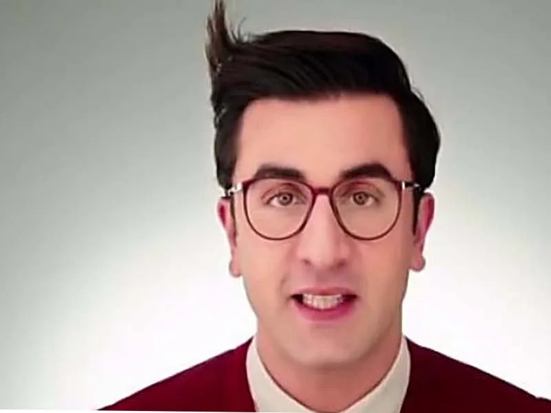 Ranbir Kapoor smiling in round shape spectacles - ranbir kapor hairstyle name 