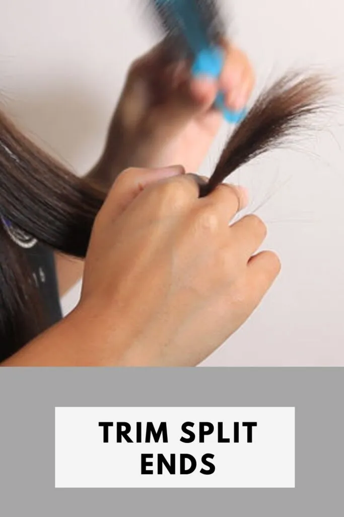 A women is trimming her split ends - hair growth tips in a week