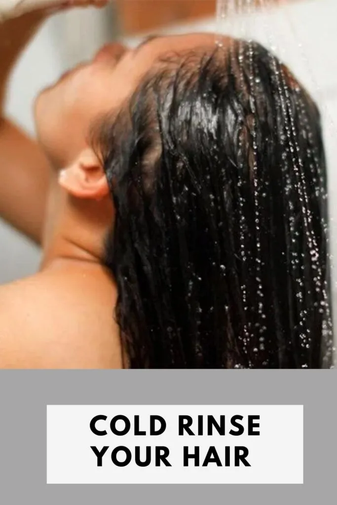 A lady is rinsing her hair with cold water - how can I grow my hair in 1 week