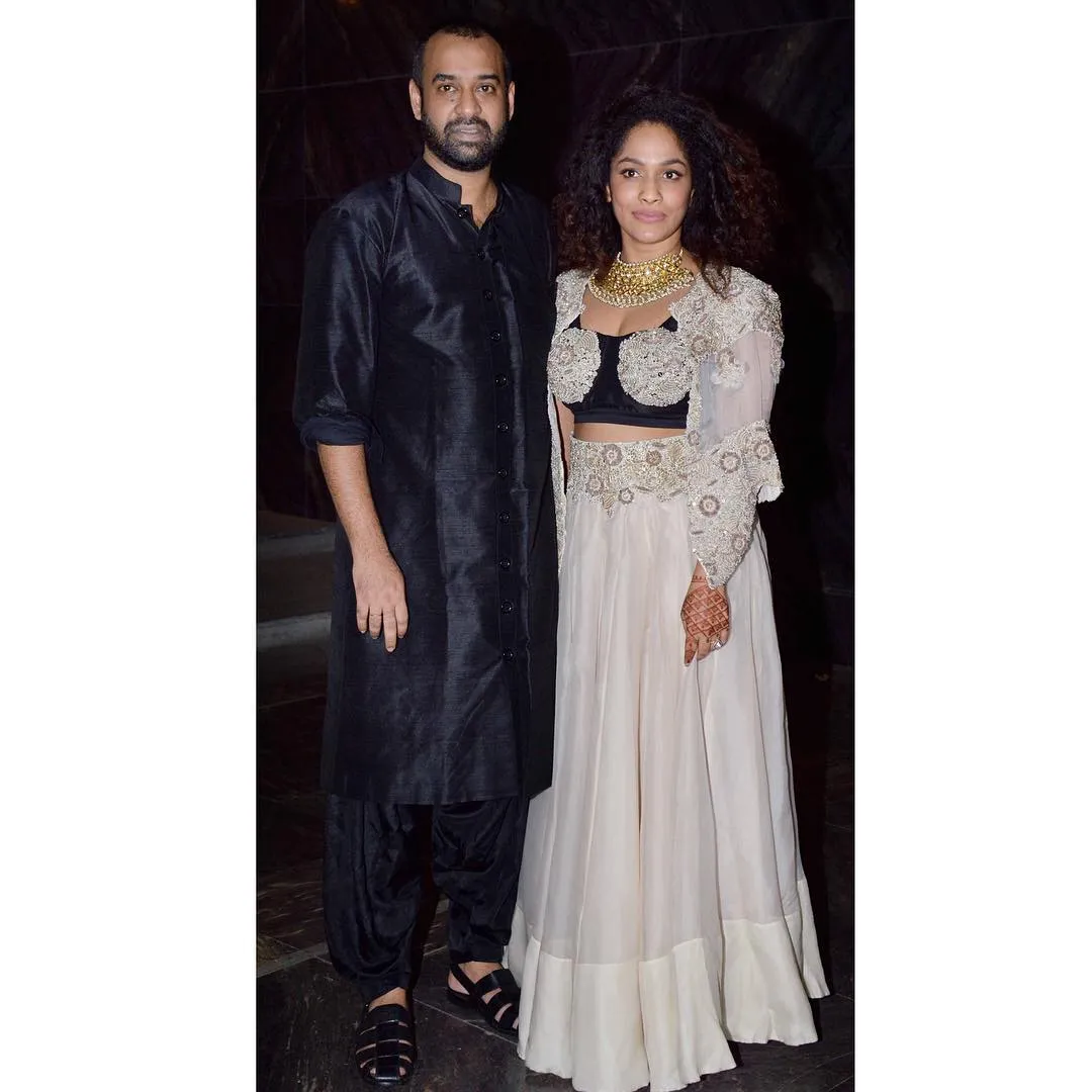 Masaba Gupta and Madhu Mantena smiling and posing for camera in their wedding outfit Masaba Gupta and Madhu Mantena smiling and posing for camera in their wedding outfit - bollywood actress divorced in 2021