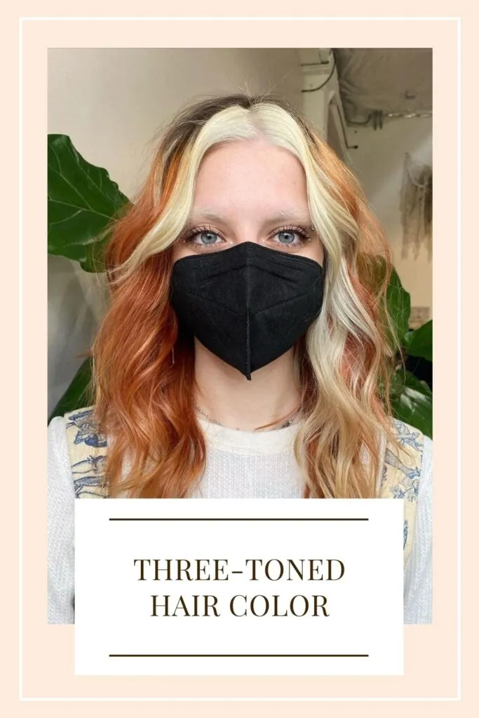 A woman in mask showing her Three-Toned Hair Color - best hair color for women in India