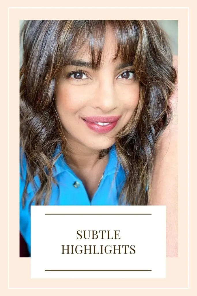 Smiling Priyanka Chopra is showing her Subtle Highlights - hair color 2021 female