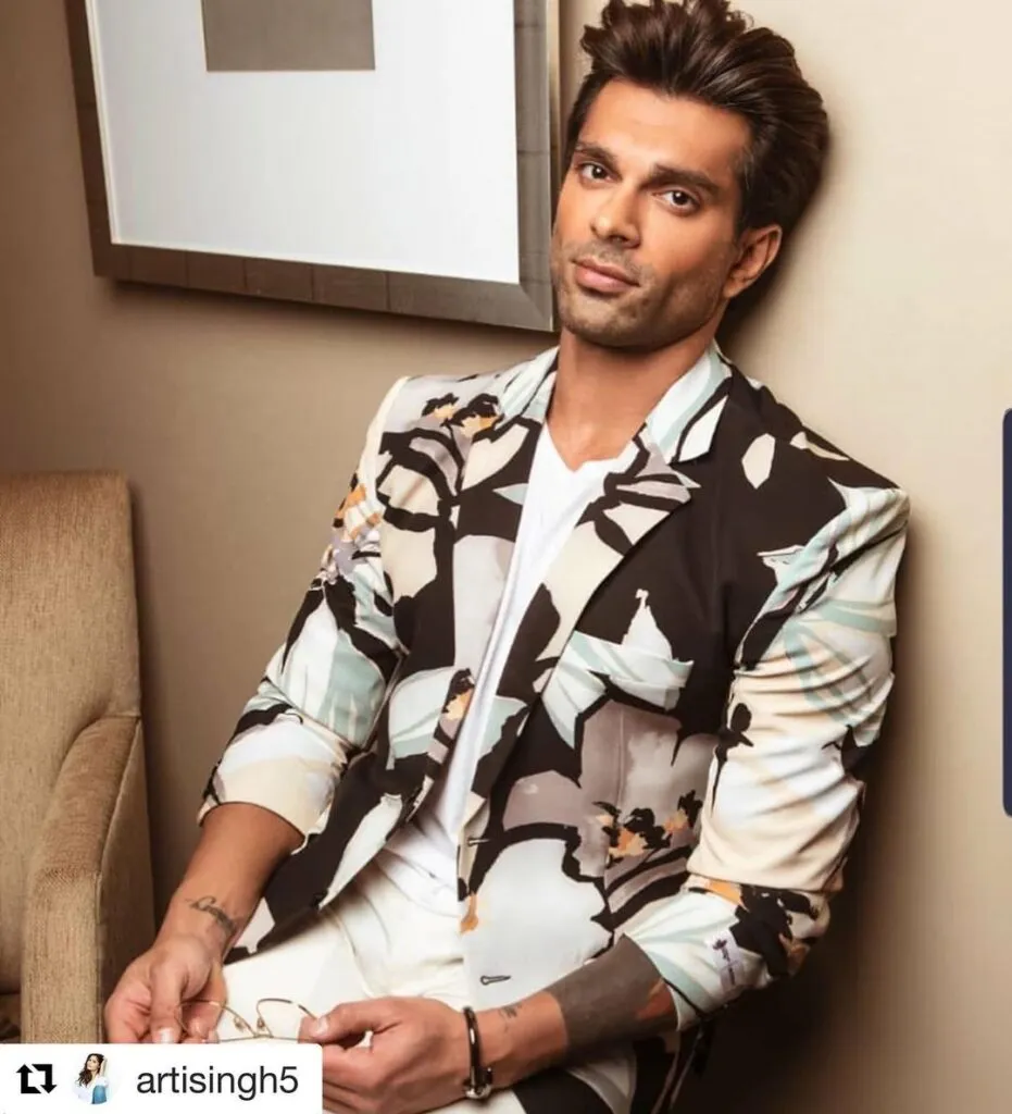 Karan Singh Grover posing for camera in printed coat Karan Singh Grover posing for camera in printed coat - handsome man in India