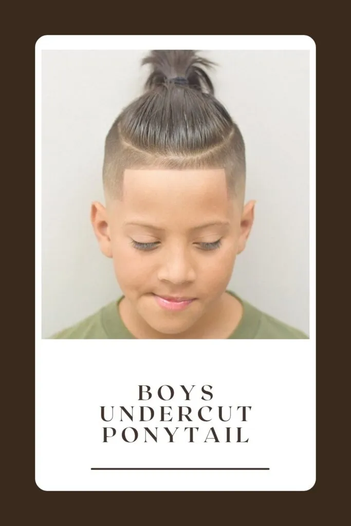 A boy is showing his Boys Undercut Ponytail - hairstyles of teenage boys