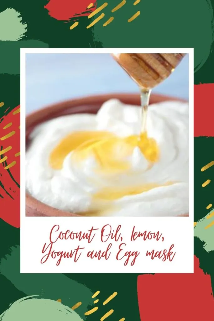 Coconut Oil, Lemon, Yogurt and Egg mixed in a brown cup Coconut Oil, Lemon, Yogurt and Egg mixed in a brown cup - hair mask for growth