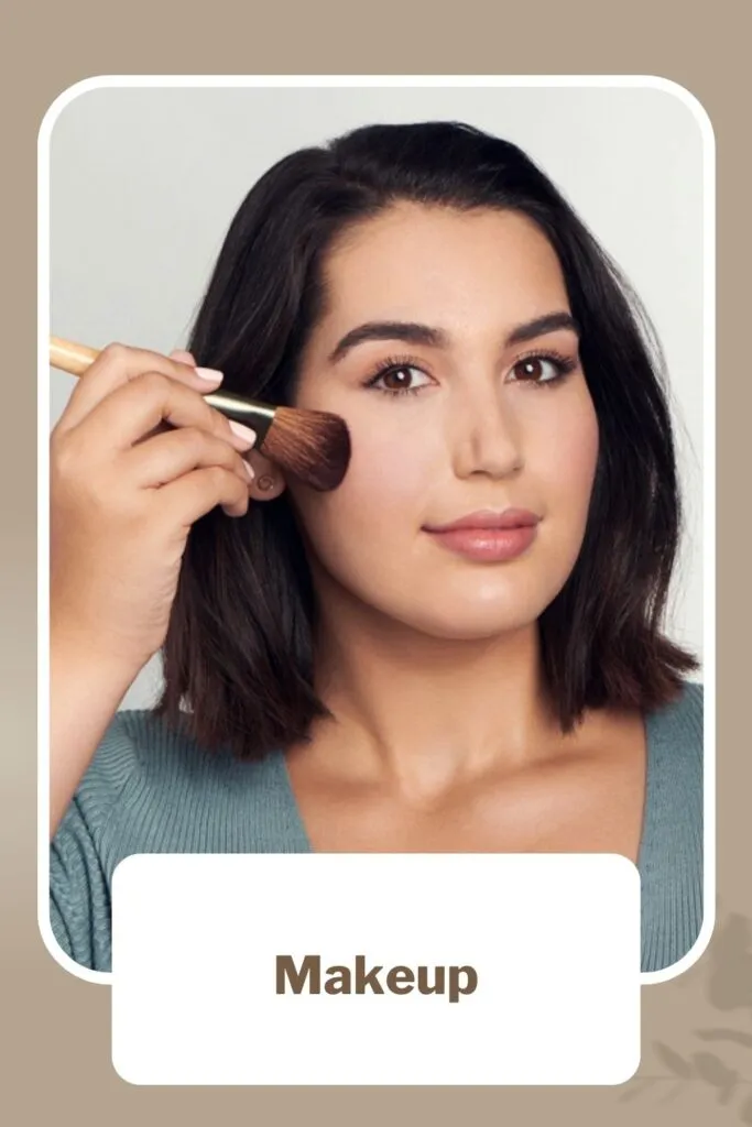 A girl applying makeup with makeup brush A girl applying makeup with makeup brush - acne on face