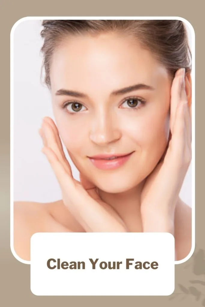 A girl is showing her flawless skin after cleaning it A girl is showing her flawless skin after cleaning it - lip care