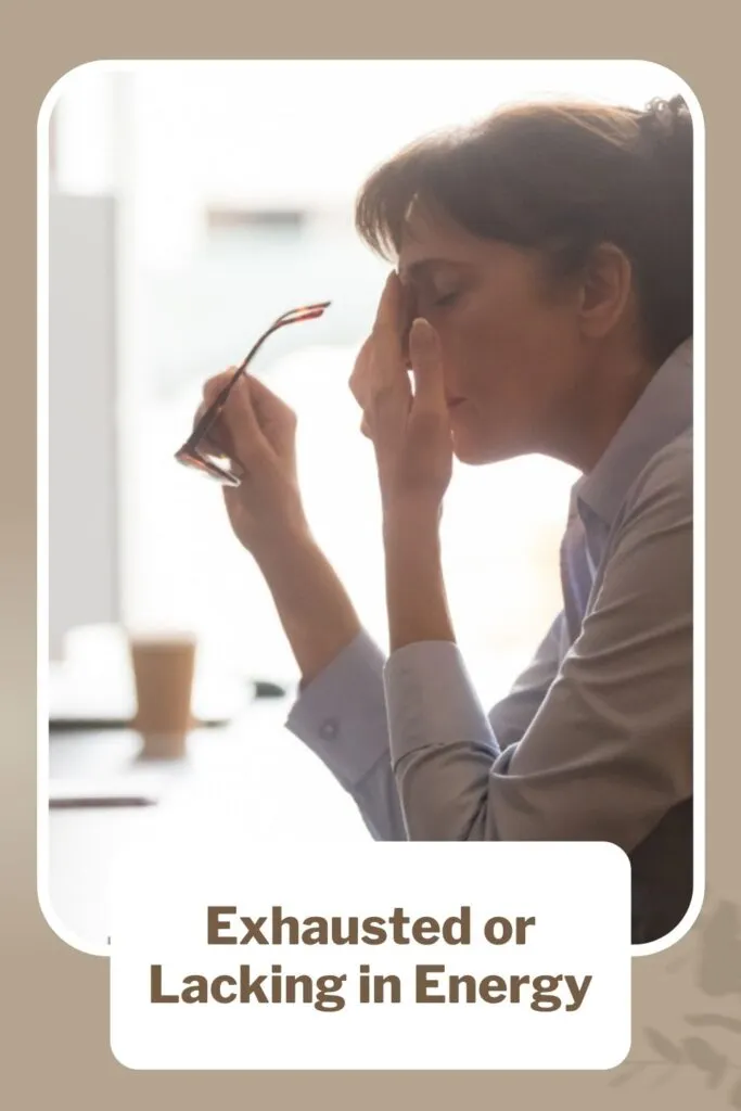 A lady is feeling exhausted or lacking in energy A lady is feeling exhausted or lacking in energy - avoid Burnout
