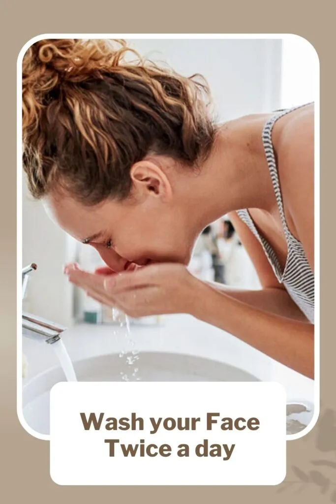 A girl is washing her face A girl is washing her face - skin care routine for acne prone skin