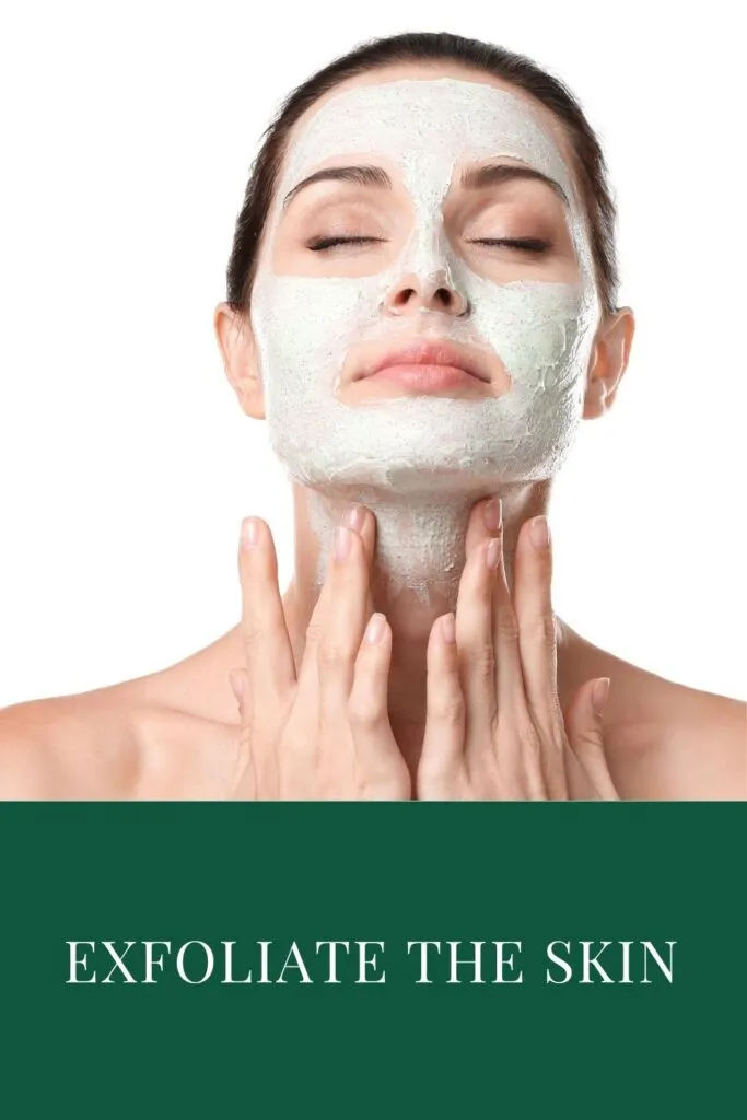 A girl is applying scrub on her face to exfoliate her skin A girl is applying scrub on her face to exfoliate her skin - night skin care products