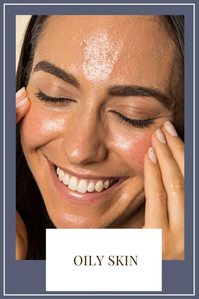 A smiling girl showing her oily skin A smiling girl showing her oily skin - lip care products