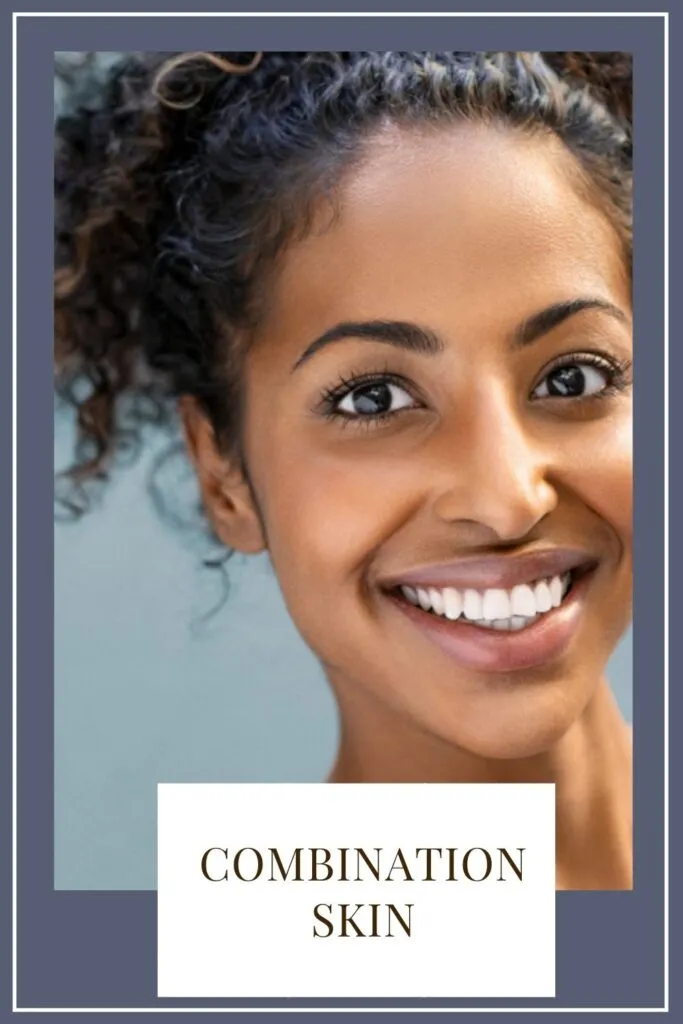 A smiling girl showing her combination skin A smiling girl showing her combination skin - daily skin care routine