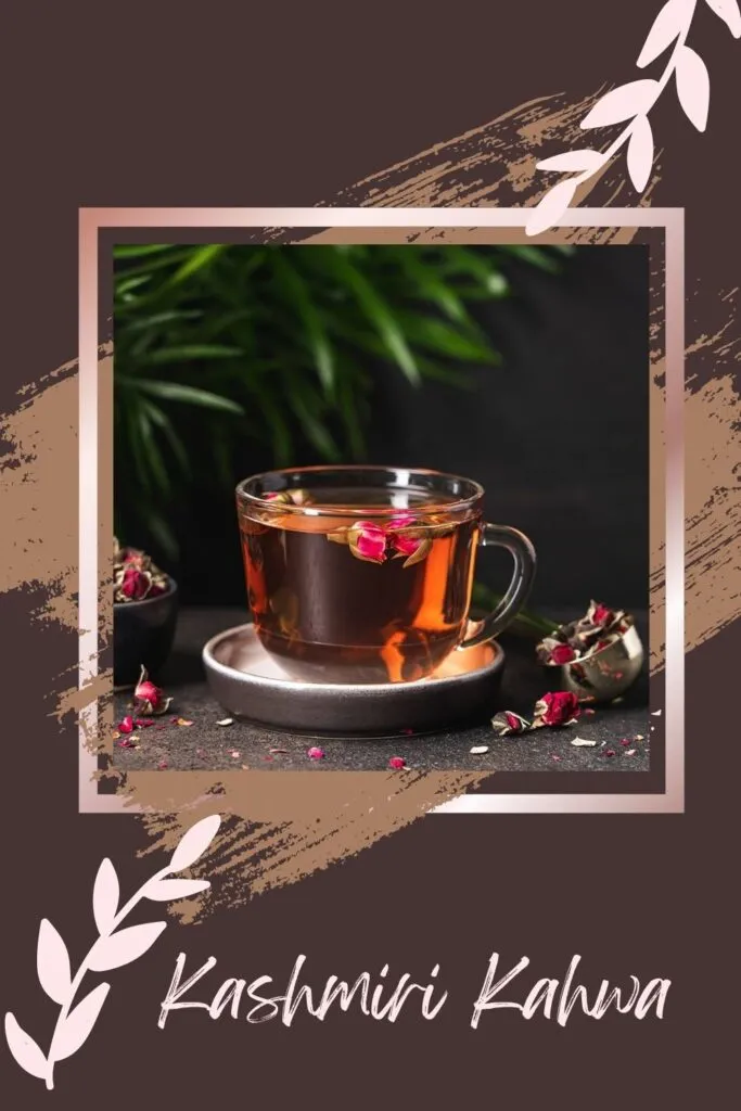 Kashmiri Kahwa served in a transparent cup - winter drinks in India