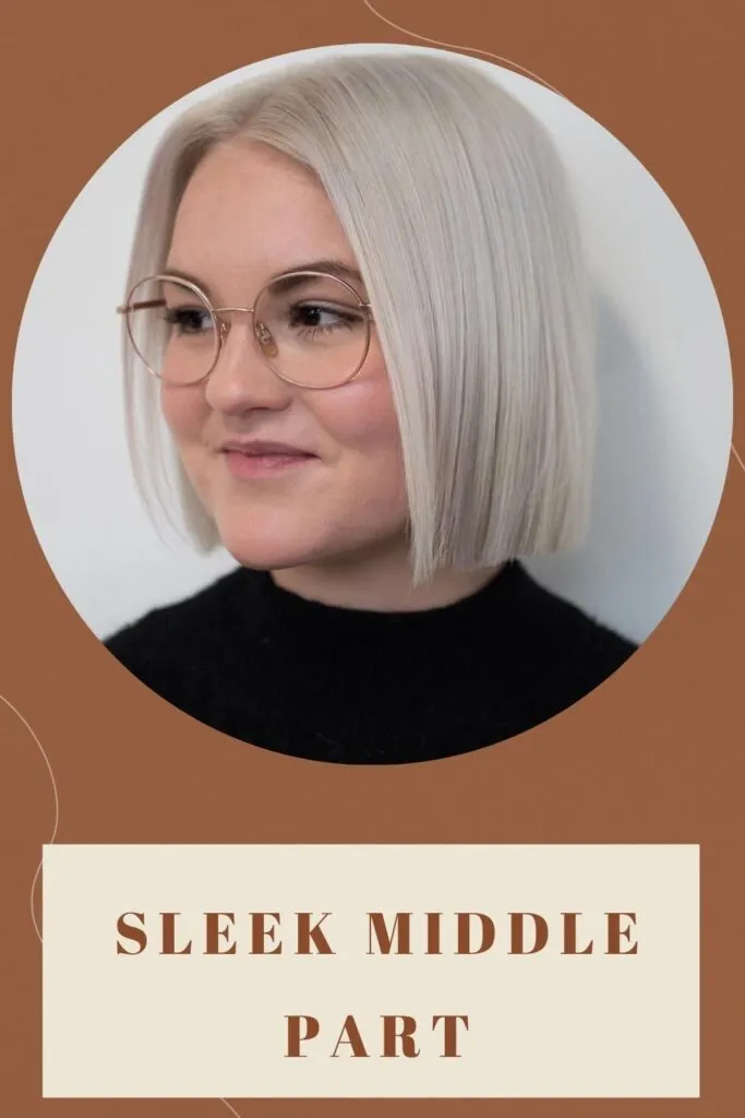 A girl in spectacles with white hair showing her Sleek Middle Part hairstyle - haircuts for round face Indian 