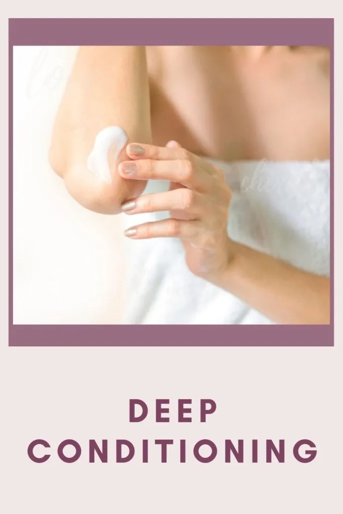 A girl is deep Conditioning her elbows - dry elbows remedy