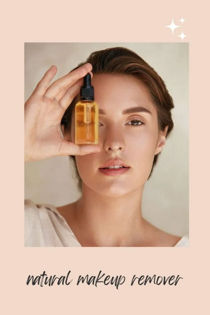 A girl is showing almond oil as a natural makeup remover A girl is showing almond oil as a natural makeup remover - almonds benefits for skin