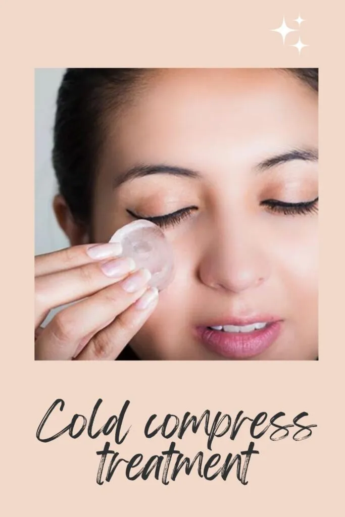 A lady is applying ice on her under eye area A lady is applying ice on her under eye area - how to remove dark circles