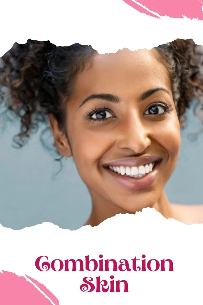 Smiling girl with curly hair having combination skin Smiling girl with curly hair having combination skin - steps for skin care