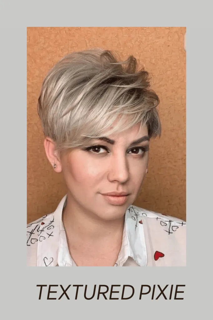 A girl in white printed shirt showing her Textured pixie hairstyle A girl in white printed shirt showing her Textured pixie hairstyle - long hair hairstyles