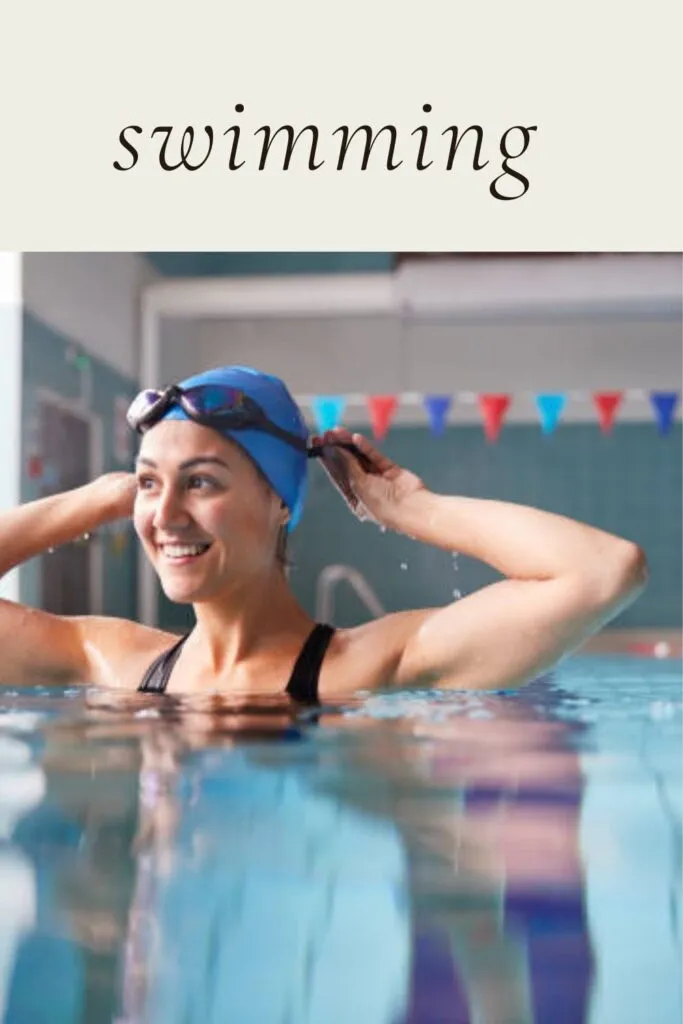 A girl in black tank top and swimming cap with goggles A girl in black tank top and swimming cap with goggles - advantages and disadvantages of swimming