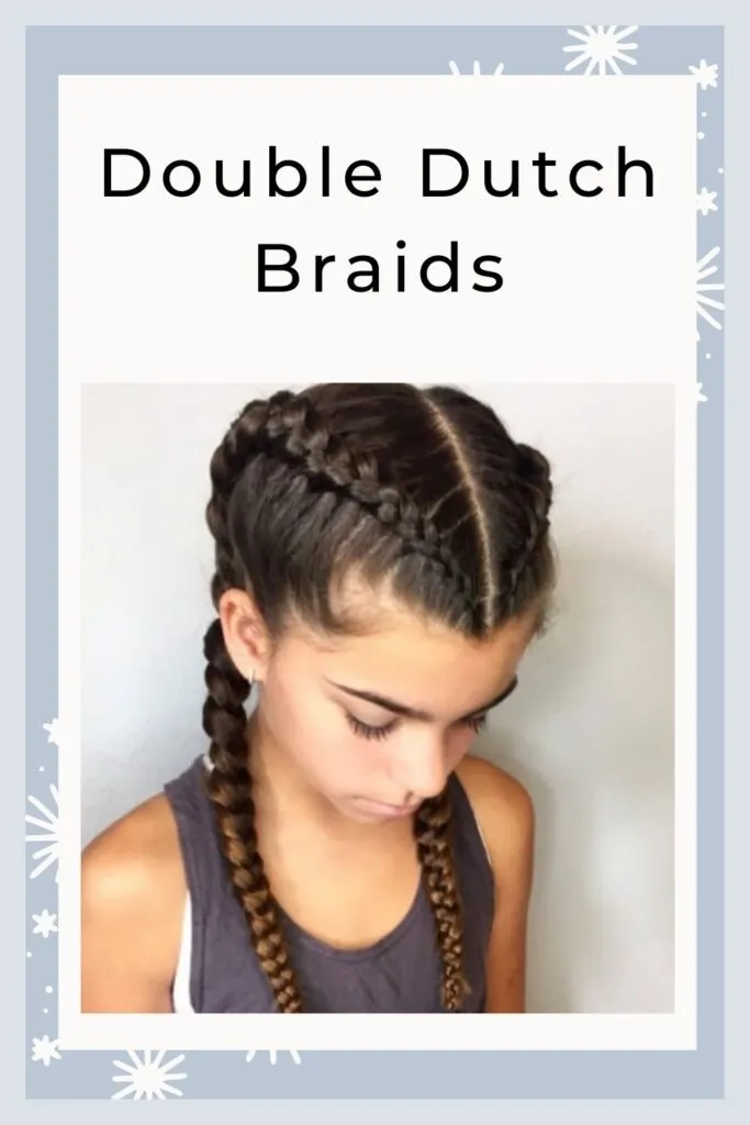 A girl in grey tank top showing her Double Dutch braids A girl in grey tank top showing her Double Dutch braids - face shape
