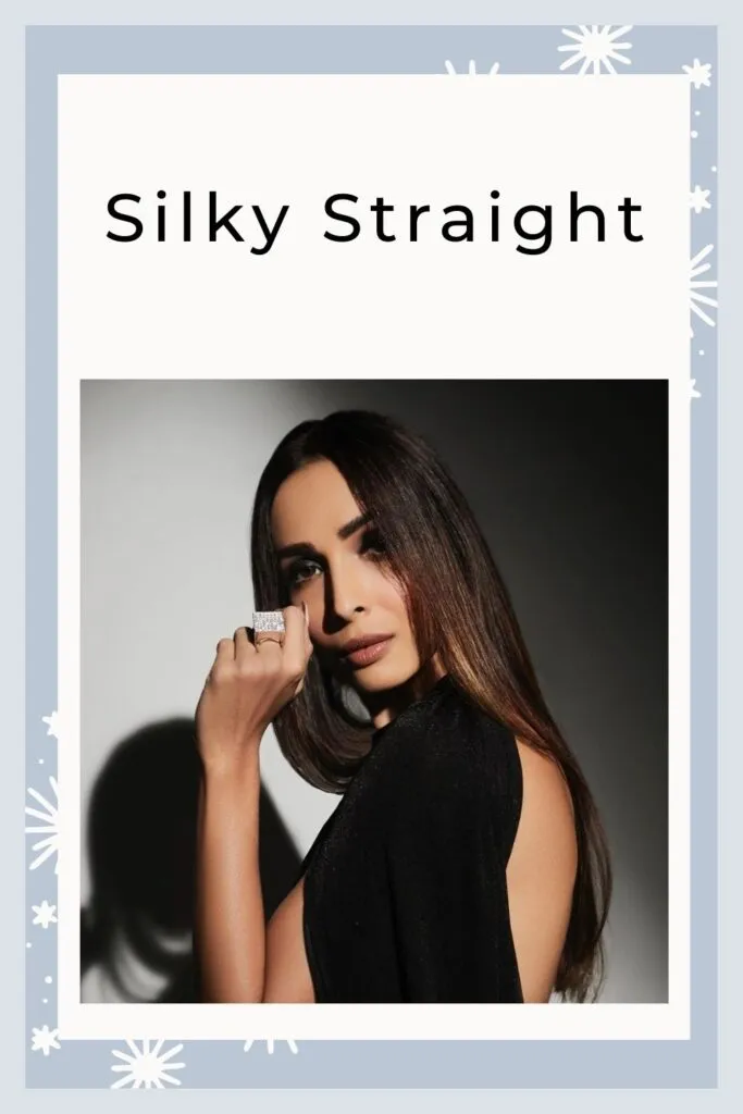 A girl in black backless dress showing her Silky straight hair A girl in black backless dress showing her Silky straight hair - Heart Face shape