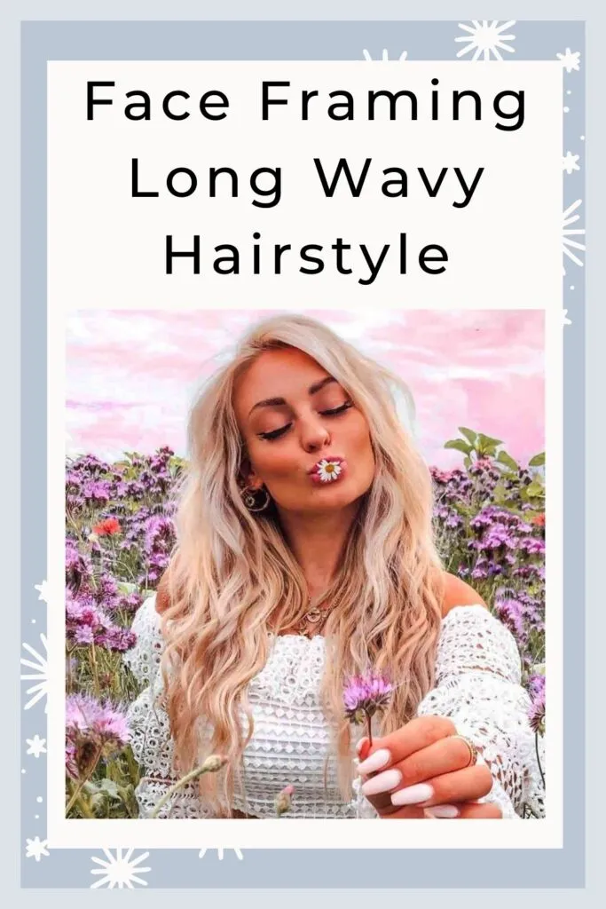 A girl in white dress and ash blonde hair posing for camera with flowers and showing her Face framing long wavy hairstyle A girl in white dress and ash blonde hair posing for camera with flowers and showing her Face framing long wavy hairstyle - hair care routine