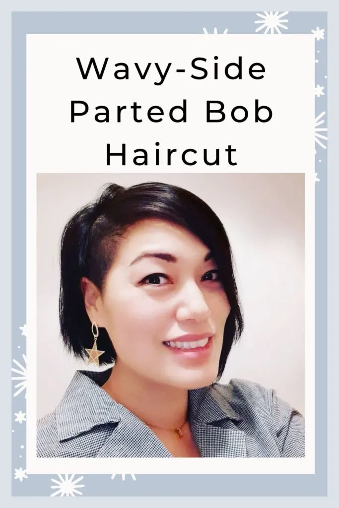 A girl in blue and white check dress with star earrings posing for camera and showing her Wavy-Side Parted Bob Haircut A girl in blue and white check dress with star earrings posing for camera and showing her Wavy-Side Parted Bob Haircut - Haircut for Diamond Face