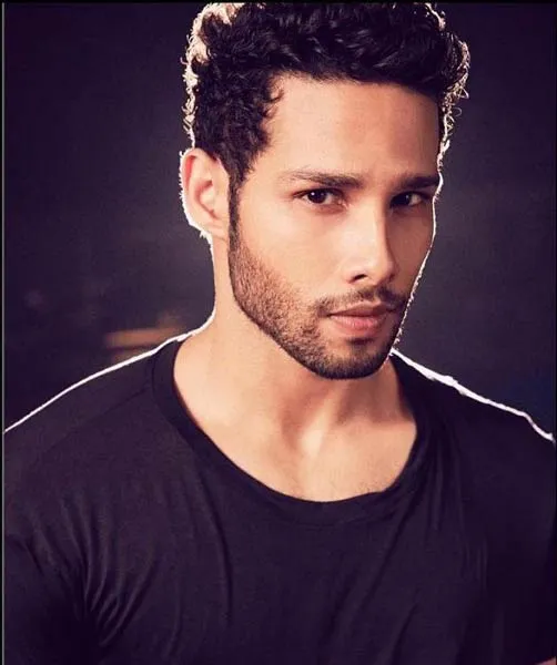 Siddhant Chaturvedi in blue round neck t-shirt posing for camera and showing his curly hair Siddhant Chaturvedi in blue round neck t-shirt posing for camera and showing his curly hair - actors hairstyle