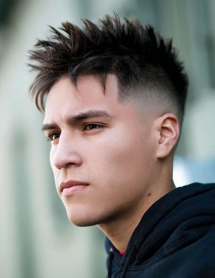 A man in blue hoodie showing the side view of his Sharky Strands hairstyle A man in blue hoodie showing the side view of his Sharky Strands hairstyle - haircuts for men